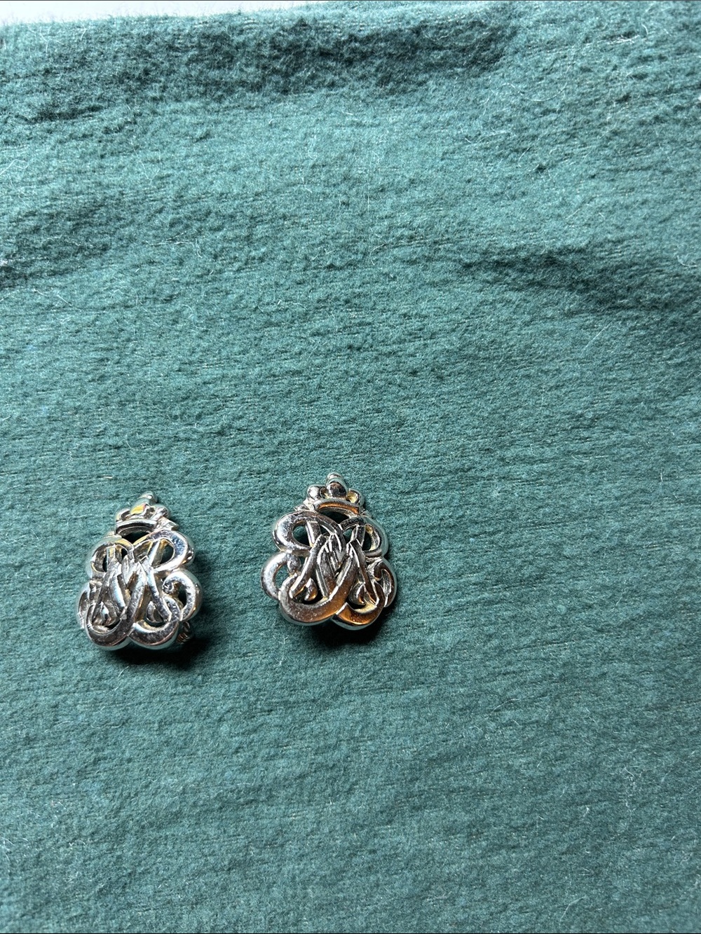 Monet Vintage Silver-Tone with Crown Clip-On Earrings